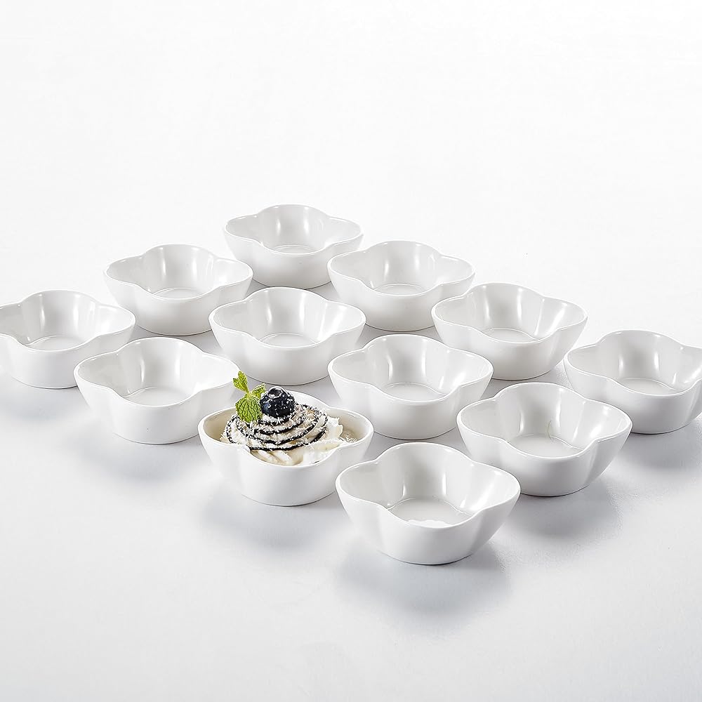 MALACASA 12PCS 3" Ceramic Serving Ramekin Dishes Porcelain Dessert Dip