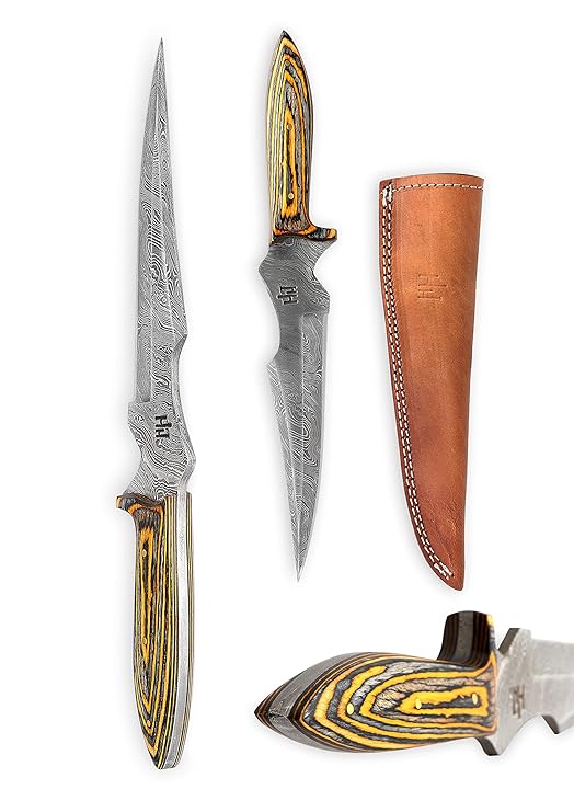 Hobby Hut HH-302, Custom handgefertigt 30.5 cm damast jagdmesser mit lederscheide, Extra Scharf, Entworfen für Jagd, Camping,