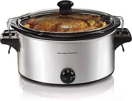Amazon Com Hamilton Beach Stay Or Go Portable 6 Quart Slow Cooker With Lid Lock Dishwasher Safe Crock Silver 33262 Crock Pot Kitchen Dining