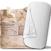 Mayfair Linen Knitted Geometric Herringbone Pattern Handwoven Blanket 100% Long Staple Cotton - Soft & Cozy Thermal All Season Throw for Bed Couch Chair Outdoors (King/Cal King, White)