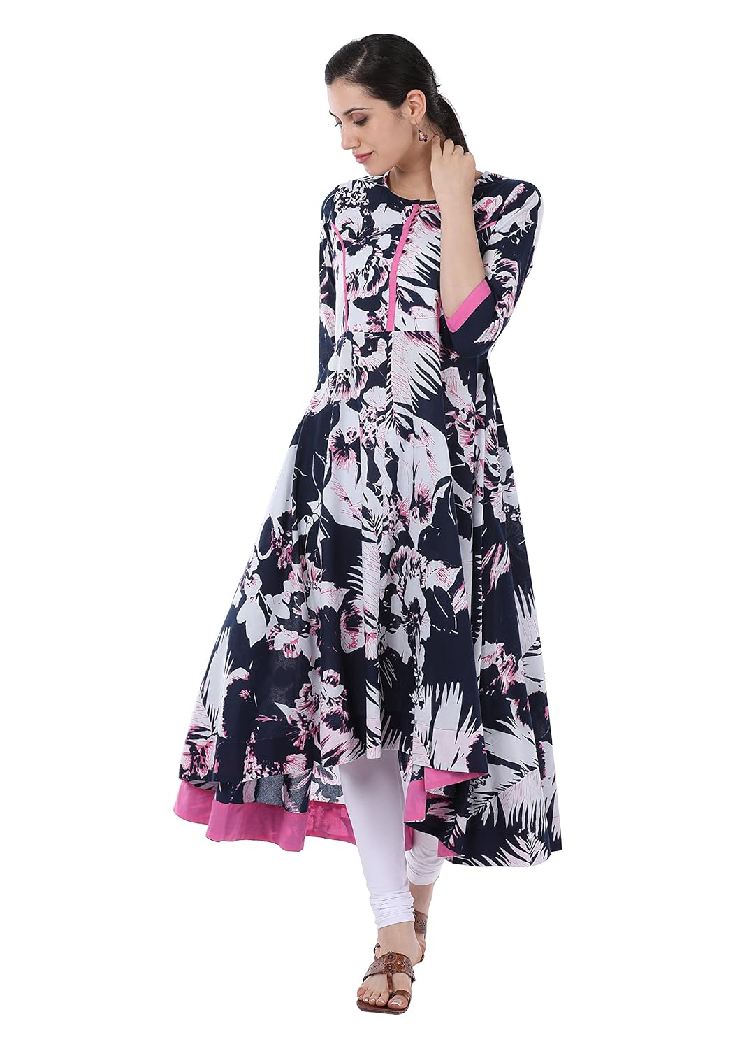 amayra women's cotton anarkali printed kurti