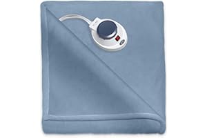 Perfect Fit SoftHeat - Queen Micro-Fleece Heated Blanket - Luxuriously Warm & Soft Electric Blanket, Patented Low-Voltage Technology (Slate Blue, Queen)