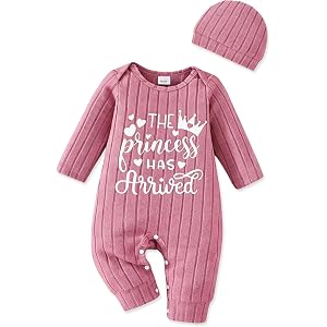 AuralBabe Newborn Baby Girl Clothes Infant Romper Fall Winter Outfits Floral Letter Bodysuit+Hat