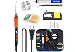 LDK Soldering Iron Kit, 100W Digital Soldering Iron Cautin for Electronics, Soldering Iron Pen Soldering Gun Jewelry Welding Kit with 5pcs Tips, Stand, Solder, Solder Paste, Solder Sucker, Tweezers