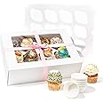 SMIRLY White Cupcake Boxes Bulk: Disposable Cupcake Containers, Cupcake Holder with Lid, White Bakery Boxes with Window, Past