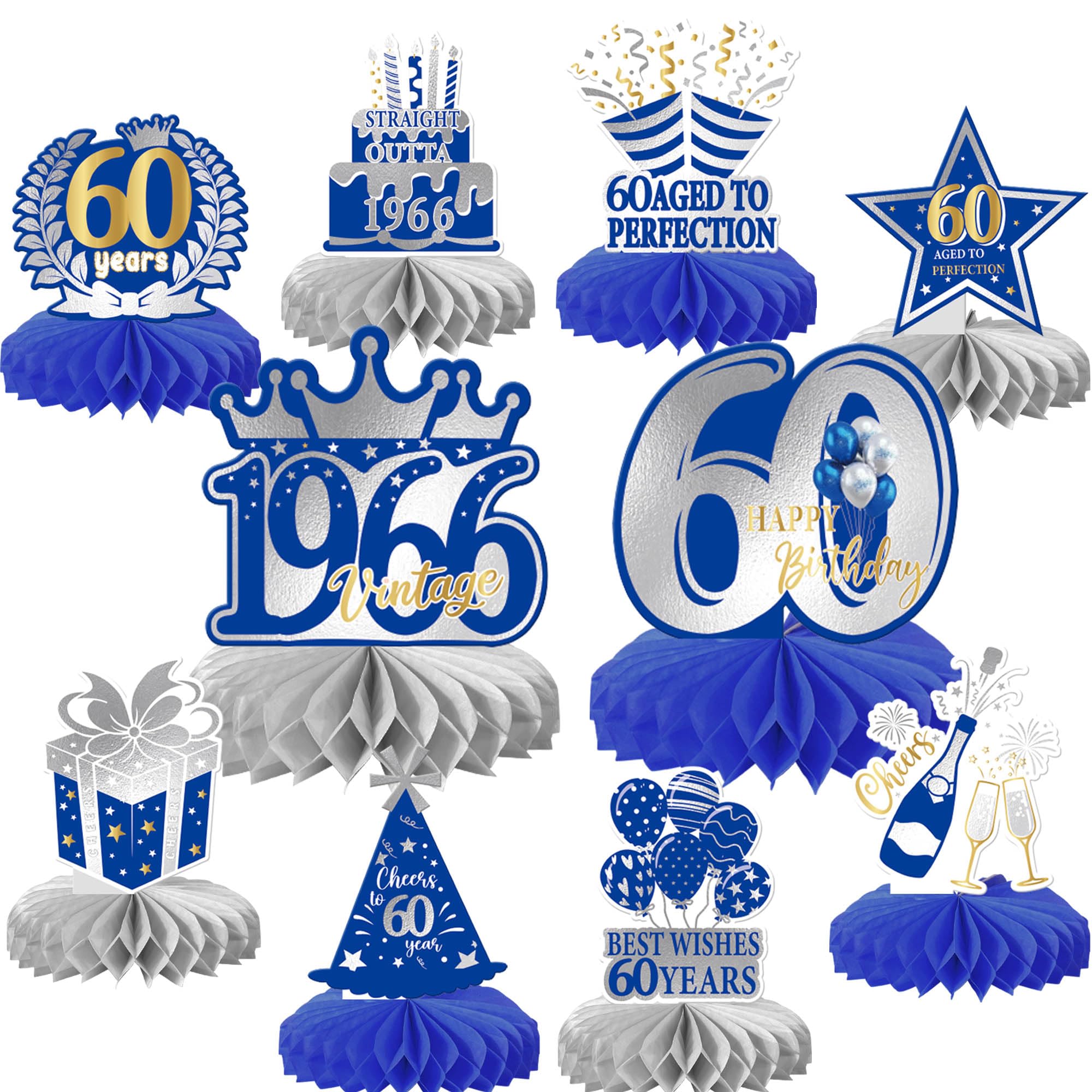 Xsstarmi 60th Birtday Honeycomb Centerpieces Decor Best Wishes 60 Years Aged to Perfection Straight Outta 1966 Table Toppers Decoration for Cheers to 60 Years Birthday Party DIY Decorations — image 1