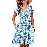 Heymoments Women's Summer Short Sleeve Dresses Casual T-Shirt Flowy Tunic Ladies Beach Sundress