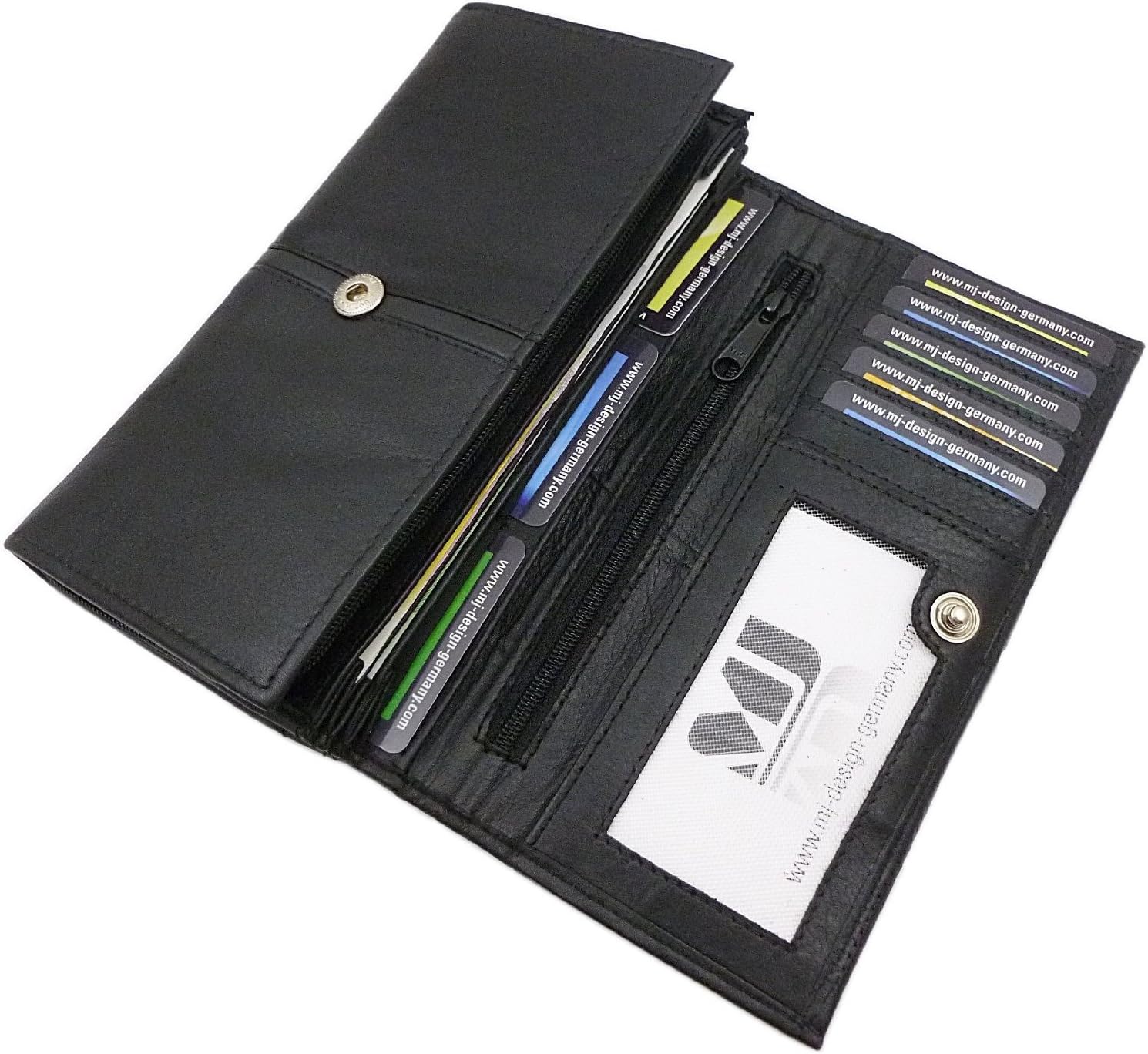 myledershop MJ-Design-Germany Large Calf Leather Women´s Purse 18x3x10cm in Black, standard size - Image 3