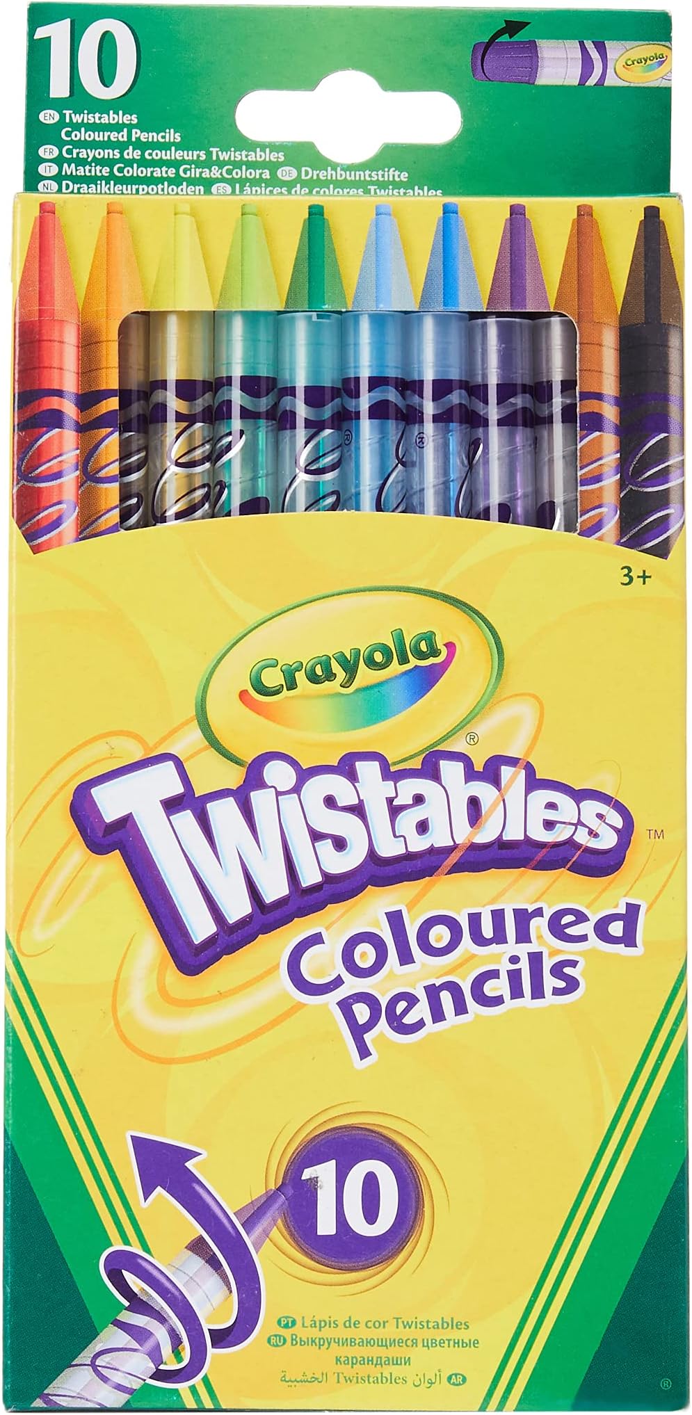 CRAYOLA Twistables Pencils 10 Count Assorted Colors No Sharpening Kids 3+