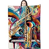 Turamurra Jazz Music Blanket Gifts for Music Lovers Adults and Kids Musical Throw Blankets for Bed Room Couch Soft Lightweight Warm Cozy Throws Decor 50x60in