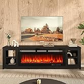 oneinmil 80" Fireplace TV Stand, 50 Inch Smart Fireplace & Modern Entertainment Center, Fire Place TV Console with WI-FI Enabled for TVs Up to 90", TV Stands for Living Room, Black