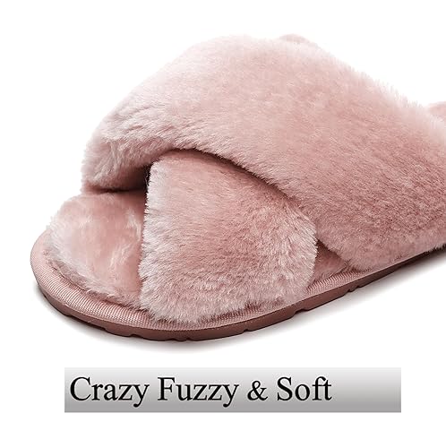 Crazy Lady Women's Fuzzy Fluffy House Slippers Cute Plush Memory