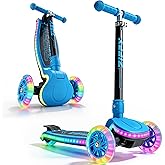 ZIFFY Light-Up Toddler Scooters for Kids 3-8, 3 Wheel Kids Scooter for Boy Girl 110lbs, 20 Dynamic LED Lights, 4 Adjustable Height Ride-on Kick Scooter, Lean-to-Steer Anti-Slip Wide Deck by JOVA