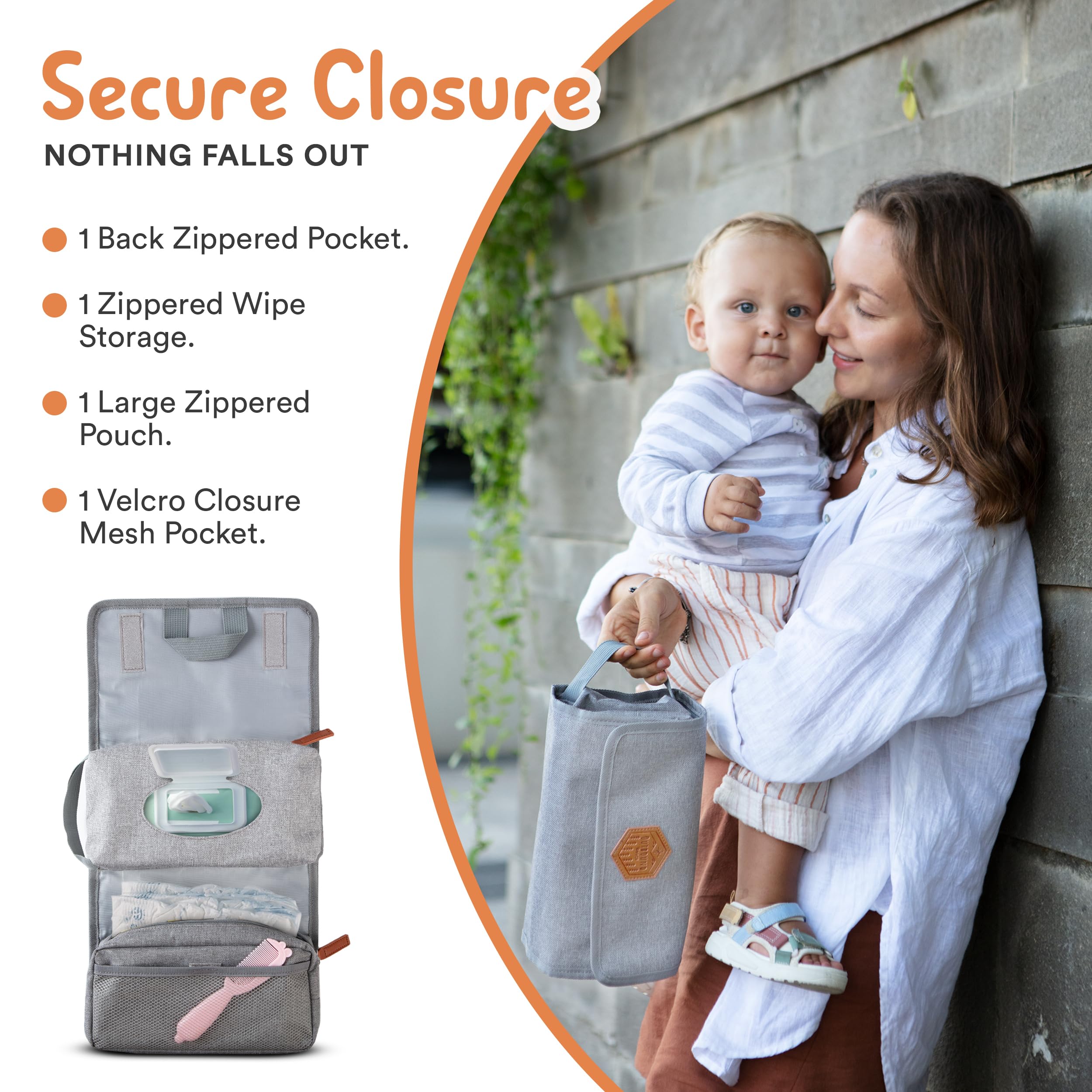 Diaper Bag Organizer - Tri-fold Wipes and Diaper Pouch for Diaper Bag Organization and Travel