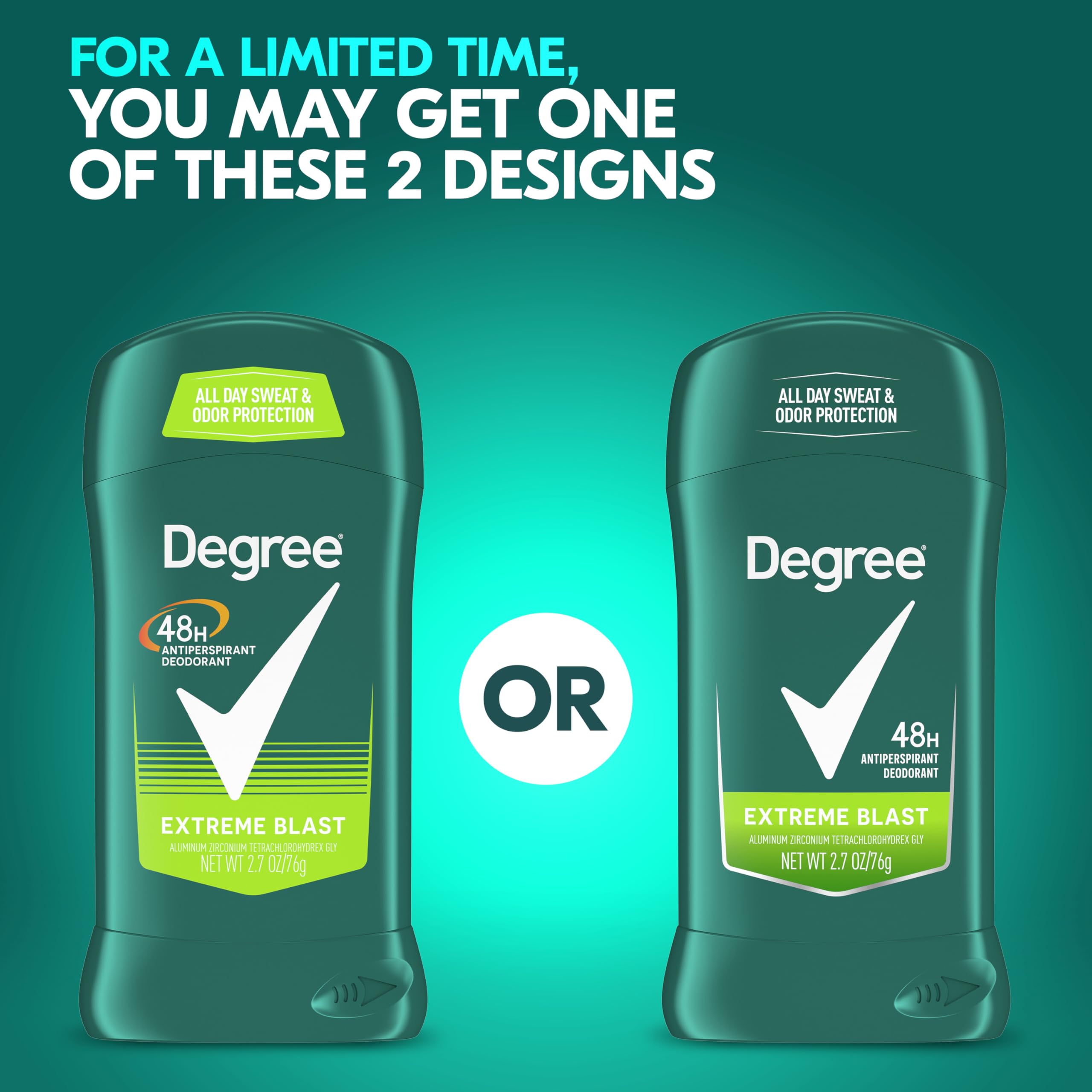 Degree Men Original Protection Antiperspirant Deodorant 48-Hour Sweat and Odor Protection Extreme Blast Antiperspirant For Men 2.7 oz