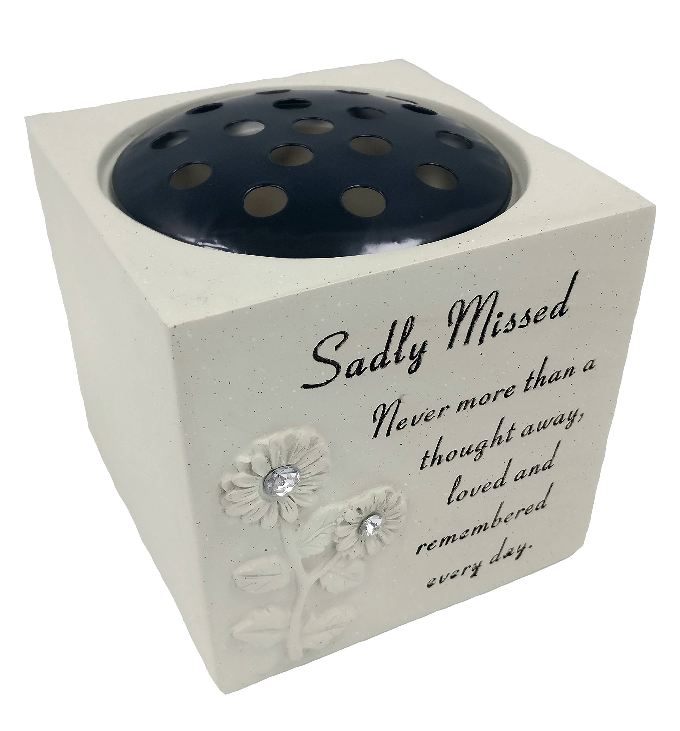 'SADLY MISSED' DIAMANTE GRAVE FLOWER POT by David Fischhoff