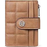 BOSTANTEN Small Wallet for Women Leather RFID Blocking Card Holder Bifold Compact Wallets With Zipper Coin Pocket Camel