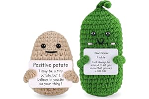 PinCute 2PCS Positive Potato Pickle Birthday Gifts for Women Men - Mom Dad Friend Gifts for Anniversary Mothers Day - Cute Funny Emotional Positive Crochet Cucumber Doll Room Decors