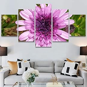 SIGNWIN 5 Panel Canvas Wall Art Pink Fields...