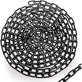 Cididu Long Black Chain Link 1/4" x 19.7 Ft, Heavy Duty Metal Porch Swing Chain for Hanging, Carbon Steel Coil Chains for Outdoor Fence, Punching Bag, Hammock Chair, Safe Working Load, Tie Down