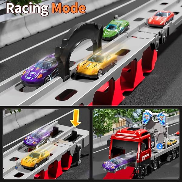 ZDRKWSM CARRIER TRUCK RACE TRACK TODDLERS TOYS, TOY TRUCK TRANSPORT CAR WITH 12 DIE-CAST TOY CARS, TRUCK CAR KIDS TOYS XMAS BIRTHDAY GIFTS FOR AGE 3 4 5 6 7 8 YEARS OLD BOYS GIRLS