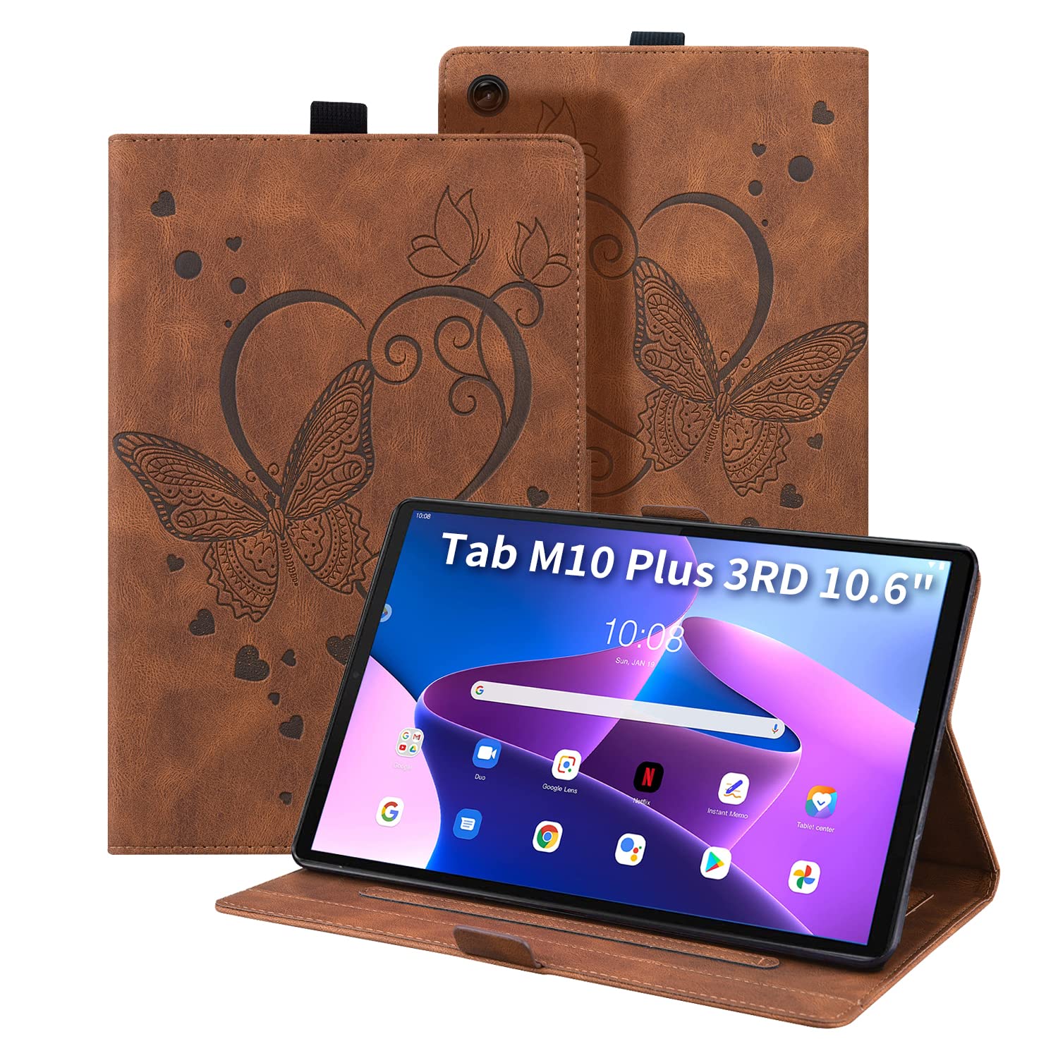 Auslbin Case for Lenovo Tab M10 Plus 3rd Gen (2022) 10.6 Inch PU Leather Car Case with Stand Protective Case for Lenovo Tab M10 Plus 3rd Generation, Brown