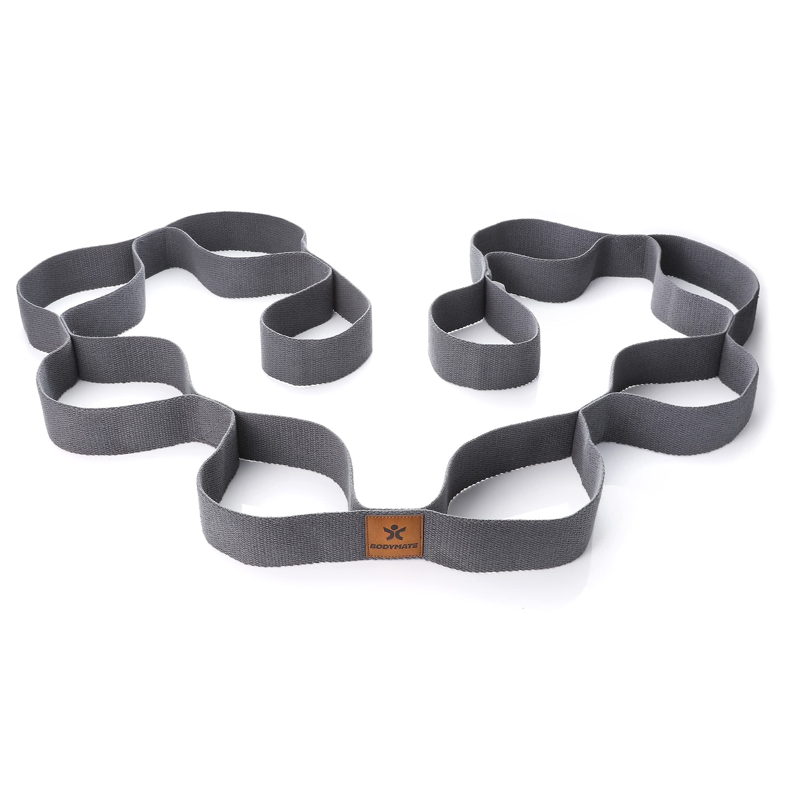 BODYMATE Stretching band with 10 loops, total approx. 190 cm long, 3.8 cm wide, made from 100% natural cotton