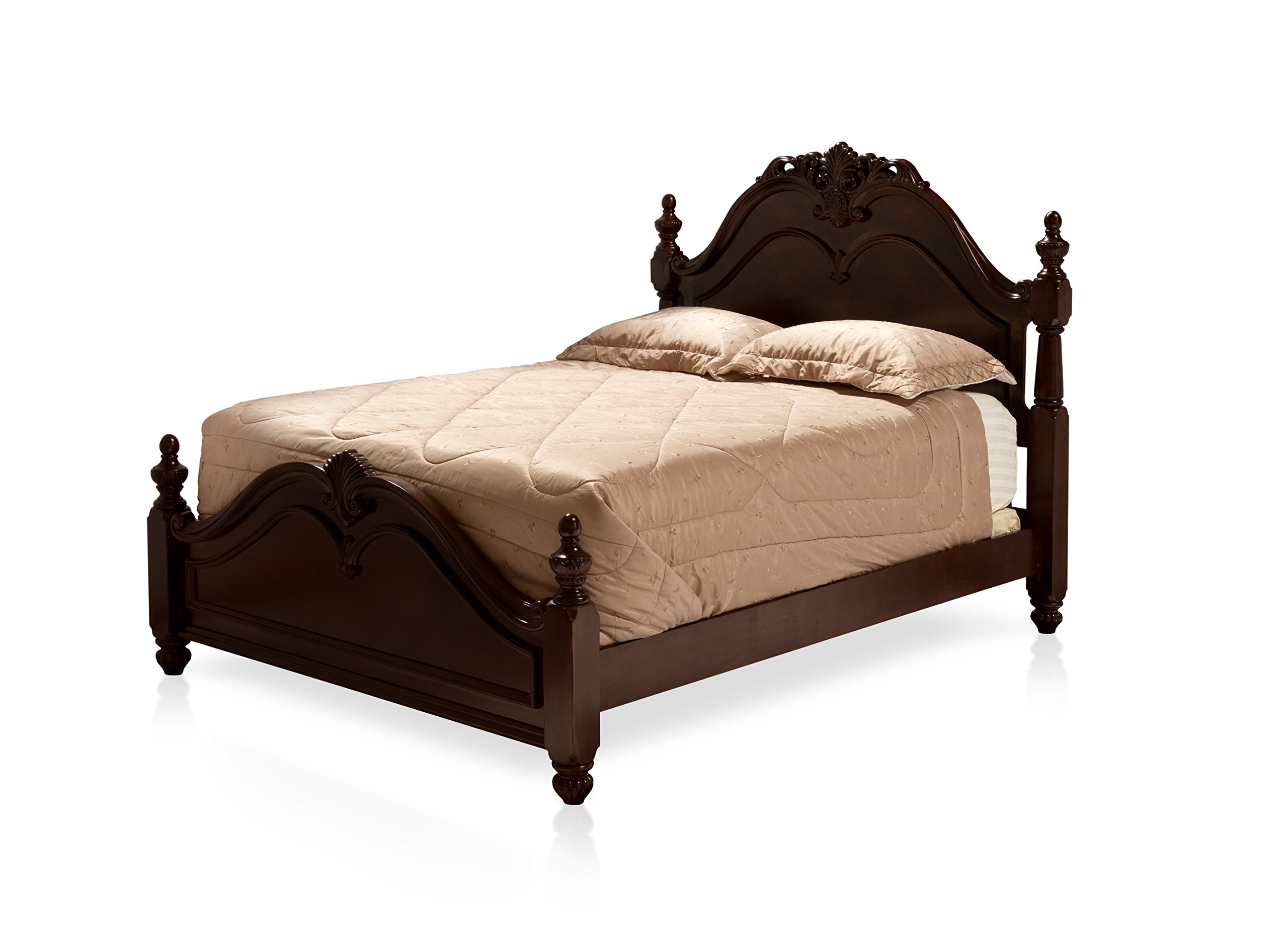 LowPoster King Size Solid Wood Bed Bedroom Furniture Curved Headboad