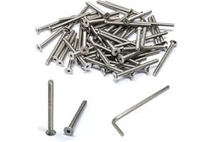 iexcell 50 Pcs M4 x 45mm Thread Pitch 0.7 mm Stainless Steel 304 Hex Socket Flat Head Cap Screws Bolts Kit