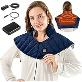 Portable Cordless Heating Pad for Neck, Shoulders & Back - Rechargeable Battery Operated Heating Pad with 3 Heat Settings, Birthday Gift for Women, Weighted Neck Warmer for Pain Relief (Midnight Blue)
