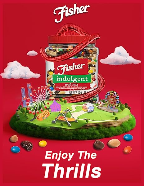 FISHER SNACK INDULGENT BULK TRAIL MIX, 38 OZ (PACK OF 1), PEANUTS, MILK CHOCOLATE CANDIES, RAISINS, MILK CHOCOLATE AND PEANUT BUTTER CHIPS, SNACKS FOR ADULTS AND KIDS, TRAIL MIX SNACKS