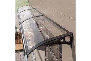 Exterior Modern Front Door awnings,Awning for Door Entrance with Aluminum Bracket,Overhang Awning for Windows,Polycarbonate A