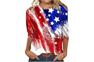 MAMIDAY 2024 Floral Printed Tops for Women Trendy 3/4 Sleeve Shirts Loose Fit Casual Dressy Blouses Soft Color Block Tees