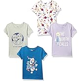 Amazon Essentials Disney | Marvel | Star Wars | Frozen | Princess Girls and Toddlers' Short-Sleeve T-Shirts, Multipacks