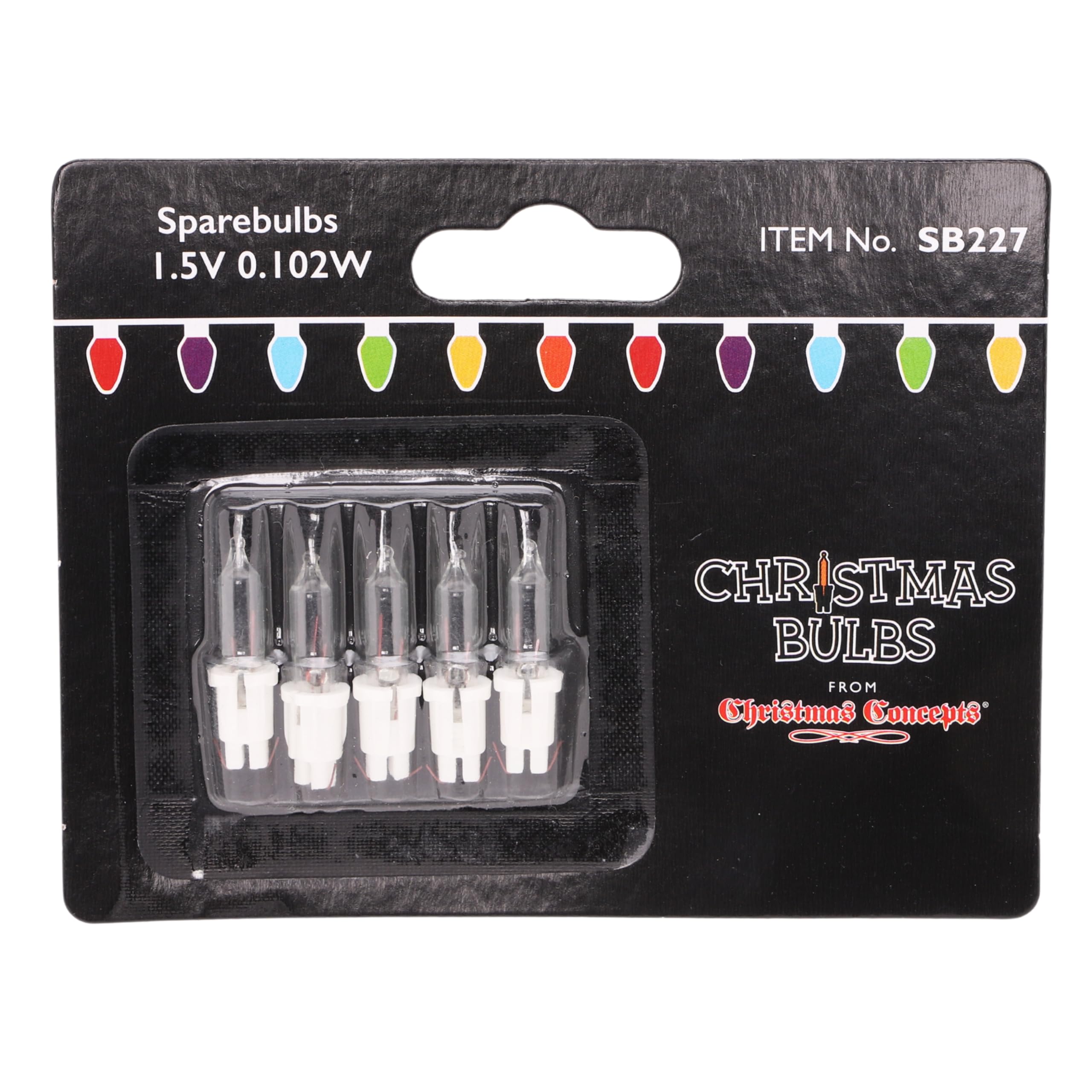 Christmas Concepts 5 Clear Push in Spare Replacement Bulbs 1.5v 0.068a (SB227) (CC)
