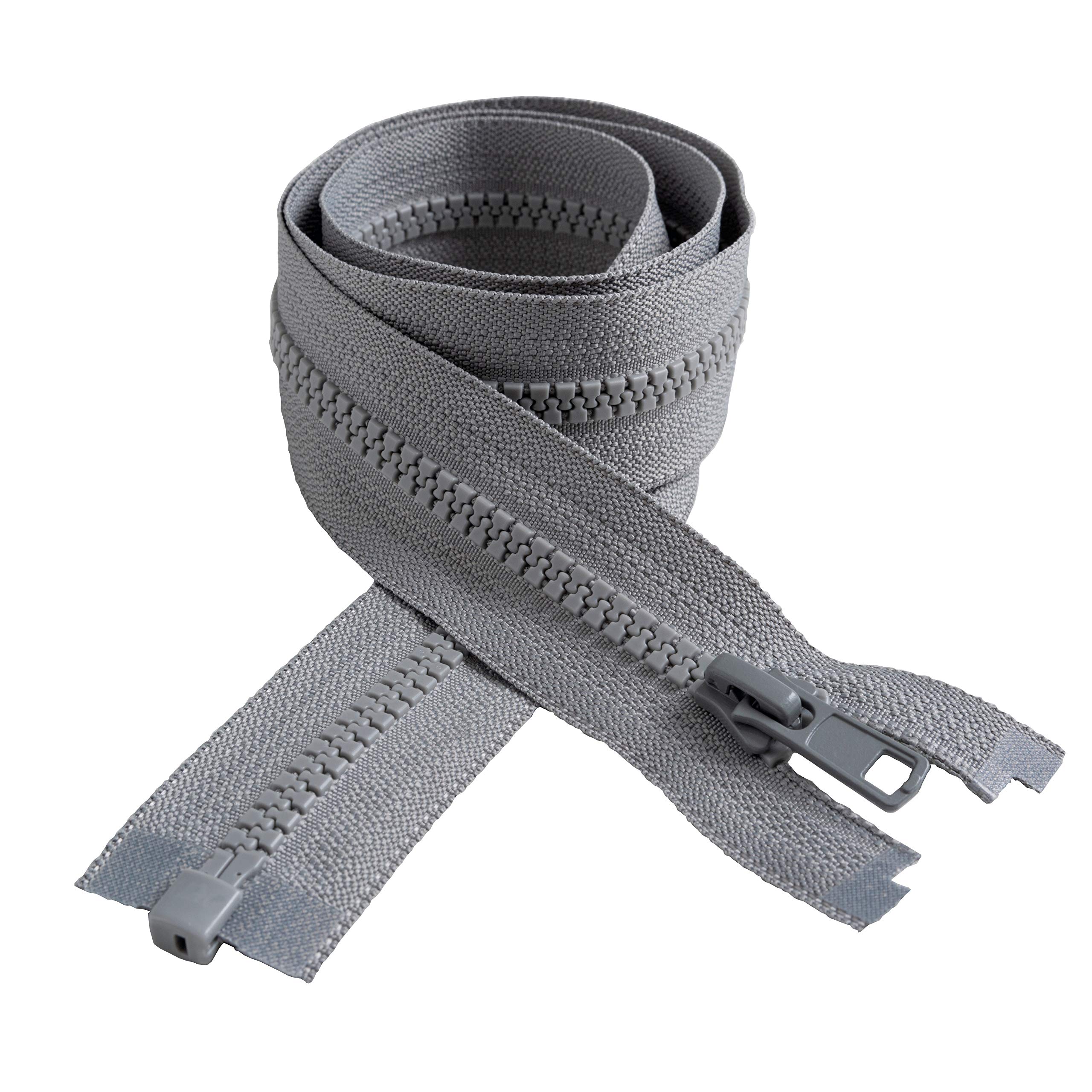IPEA BSLAM070/10 - Zipper Size #5, Divisible Hinges, Length 70 cm - Width 30 mm, Grey, 2 Pieces