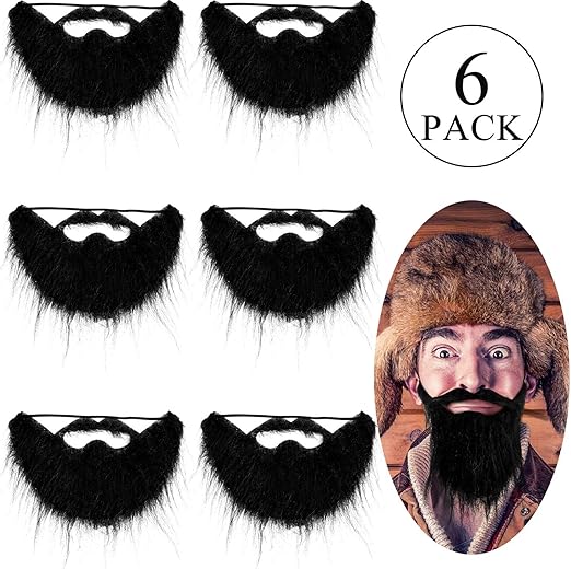 6 Pieces Funny Costume Beard Black Fake Beard Costume Funny