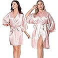 EPLAZA Women Silky Satin Robe Wedding Bridal Party Bride Bridesmaid Robes Kimono Loungewear Dressing Gowns