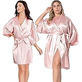 EPLAZA Women Silky Satin Robe Wedding Bridal Party Bride Bridesmaid Robes Kimono Loungewear Dressing Gowns