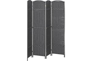 HOMCOM Room Divider, 4 Panel Folding Privacy Screen, 5.6' Tall Freestanding Partition for Home Office, Bedroom, Charcoal Gray