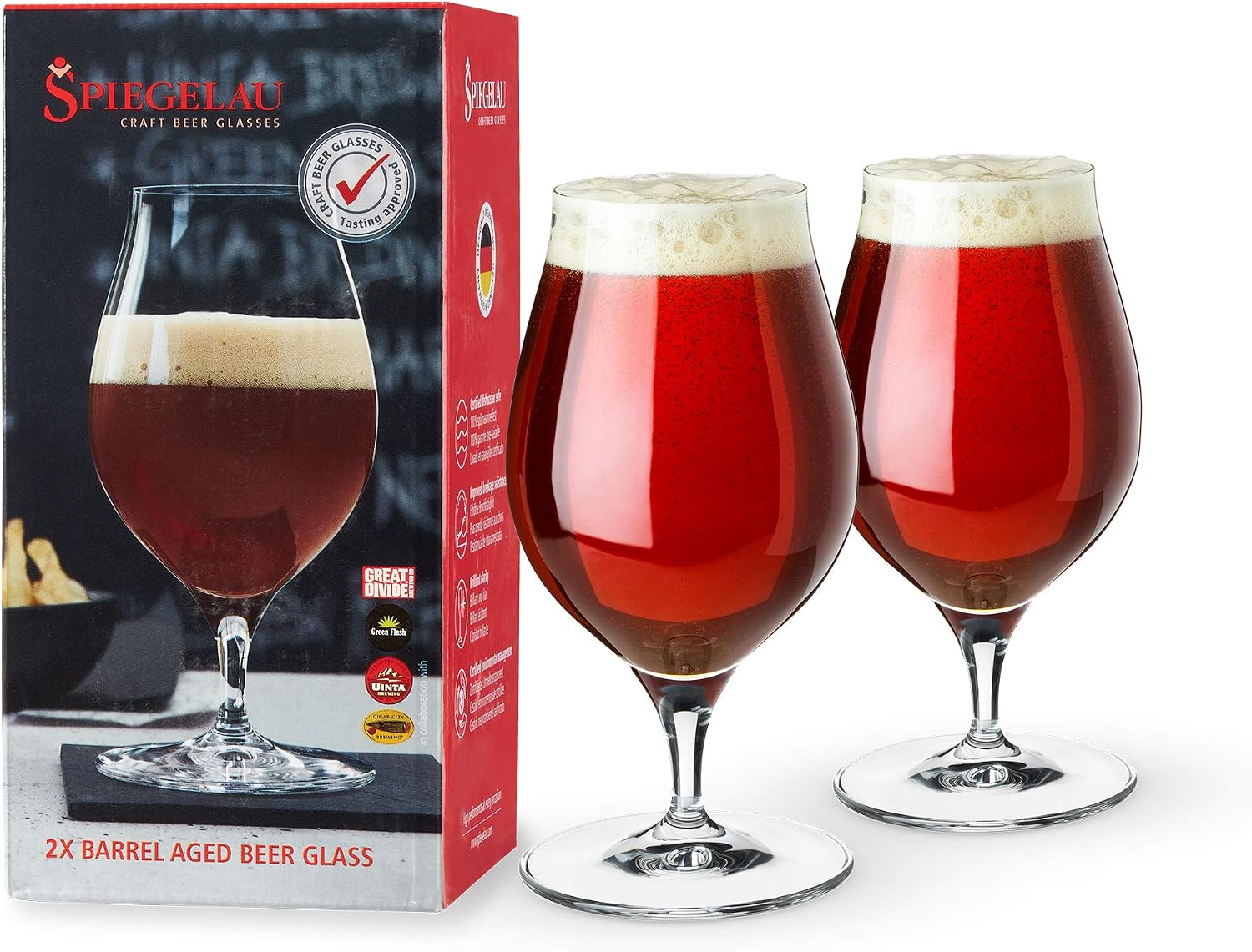 Spiegelau Craft Beer Glasses, Barrel-Aged Beer, Set of 2, Crystal, 500 ml, 4992660, Transparent, 2 Count (Pack of 1)