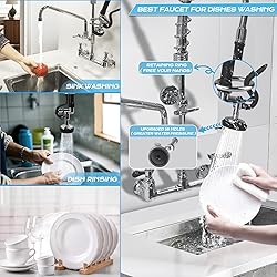NETISR Commercial Faucet with Sprayer, Brass Chrome