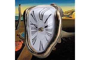 FAREVER Melting Clock, Salvador Dali Watch Melted Clock for Decorative Home Office Shelf Desk Table Funny Creative Gift，Rome Antique Gold