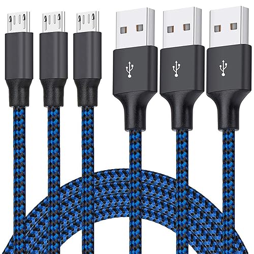 Micro USB Cable, 3Pack 6FT Android Charger Cord Long Braided Sync