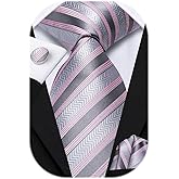 Hi-Tie Men's Tie Sets Silk Paisley Striped Necktie Pocket Square Cuff-links Sets Wedding Business Holiday