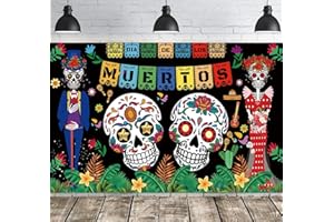 Famoby Day of The Dead Backdrop Dia DE Los Muertos Extra Large Fabric Banner for Halloween Party Mexican Fiesta Skull Photography Party Decoration