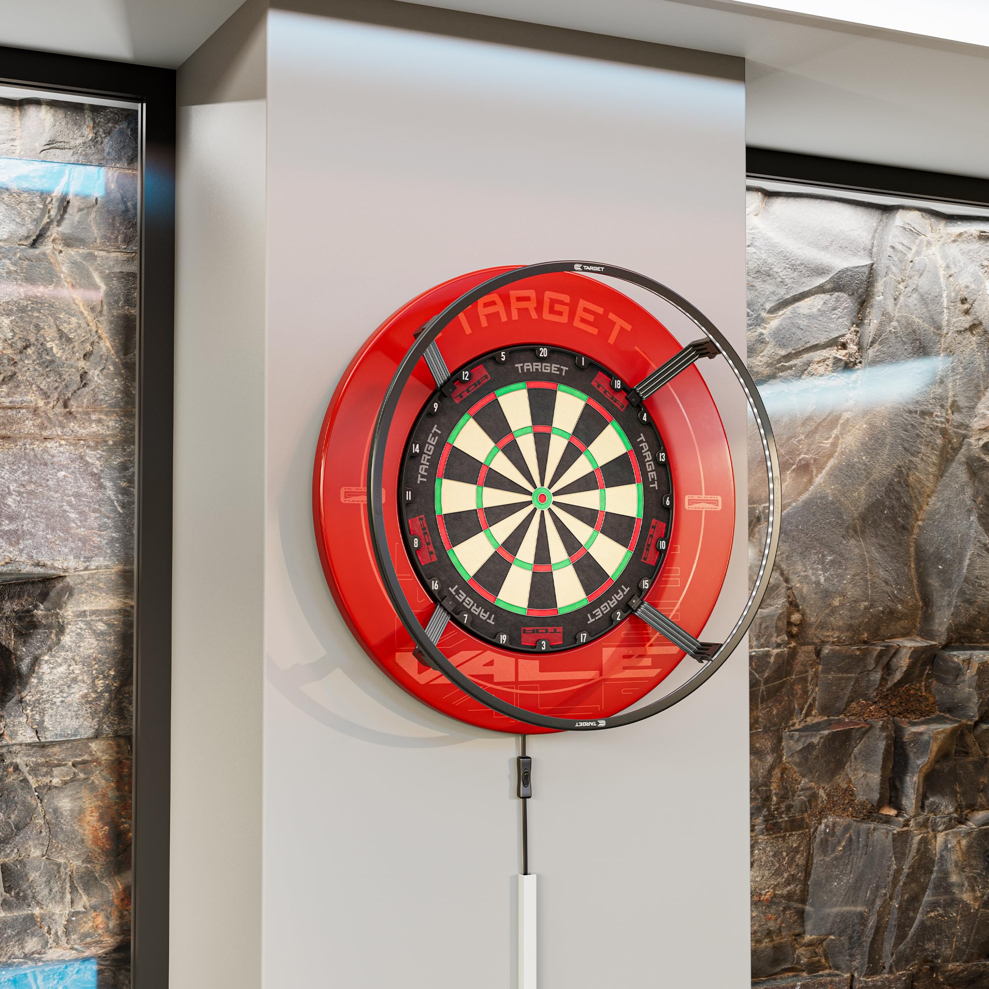 Target Darts Corona Vision Dartboard Lighting System, Schwarzer Rahmen | Weißes LED Dart Board Surround Ringlicht mit magnetischen Füßen | Schatten eliminierendes Dartboard Licht | Professionelle Dart 6