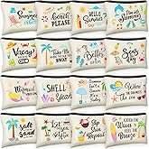 Kacctyen 16 Pcs Beach Makeup Bag Summer Cosmetic Bag Bulk with Zipper Portable Beach Essentials Kit Survival Kit Travel Make up Pouch Storage Pouch for Women Large Capacity Gift Travel(Summer)