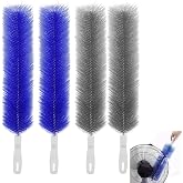 4 Pcs Cobweb Duster, Bendable Fan Duster, Plastic Fan Cleaner Brush,Microfiber Head Dusting Brush, Reusable Dust Remover for Air Conditioning Shutters,Ceiling Fan Blades,Air Vents, Curtains, Cars