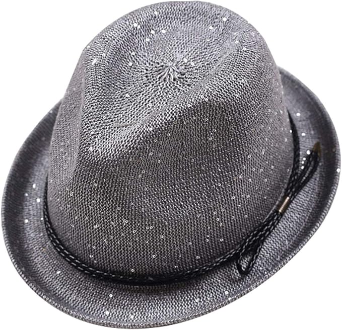 British Women's Sequined Jazz Hat Performance Stage Trilby Fedoras